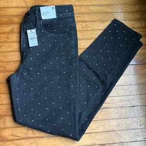 New Express High Rise Rhinestone Studded Ankle Leggings Jeans Jeggings Size 6R